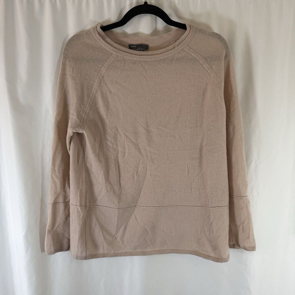 Vince 100% Cashmere Sweater Women's XS Pink Round Neck Long Sleeve Flaw